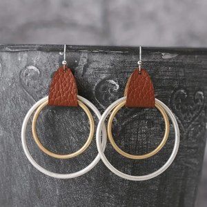 Double-layer Hollow Circle Design Dangle Earrings